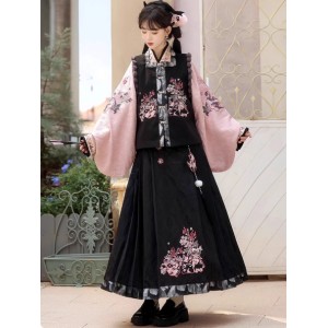 Thickened Ming-style Hanfu Vest with Modified Horse-face Skirt Set – Autumn & Winter