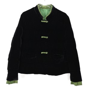 New Chinese-Style Mandarin Collar Color-Block Frog Button 90% White Goose Down Jacket