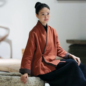 Buddha Laughing Fate Tang Suit Cotton and Linen Improved Hanfu Women Zen Meditation Clothing, Chinese Retro Tea Dress