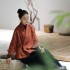 Buddha Laughing Fate Tang Suit Cotton and Linen Improved Hanfu Women Zen Meditation Clothing, Chinese Retro Tea Dress