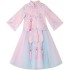 Pink Fairy Hanfu Cheongsam Long Sleeve Embroidered Tang Costume Princess Dress Dance Performance Skirt