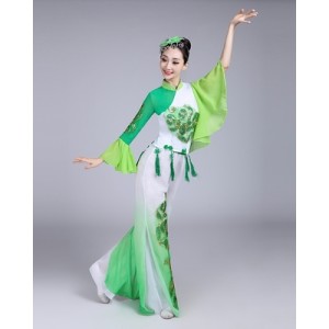 Classical Dance Performance Costume for Women, Elegant Yangko and Fan Dance Ethnic Dance Attire