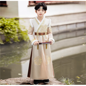  New Winter Boys' Hanfu Chinese Style Fleece Tang Suit Little Gentleman Ancient Style