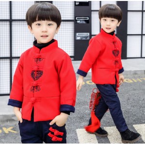 Chinese Style Cotton-Padded Tang Suit for Boys, Winter New Year Outfit