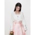 New Chinese Style Hanfu Set – Pink Horse-Face Skirt with Camisole and Shirt