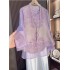 New Chinese-style Jacquard Embroidered Purple Sun Protection Vest and Shirt Set for Women