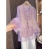 New Chinese-style Jacquard Embroidered Purple Sun Protection Vest and Shirt Set for Women
