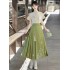 Modern Hanfu-Inspired Shirt & Midi Horse-Face Skirt Set – New Chinese Style Outfit