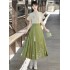 Modern Hanfu-Inspired Shirt & Midi Horse-Face Skirt Set – New Chinese Style Outfit