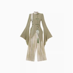 Women's Spring Green Hanfu-Inspired Zen Casual Outfit – Light Modern Guofeng Style