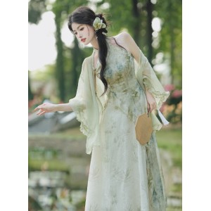 Stunning Green Daily Qipao Dress Set, Exquisite and Dreamy, Perfect for Summer