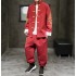 Men's Chinese Style Dragon Embroidery Tang Suit Set – Cotton Linen Zhongshan Performance Outfit