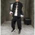 Men's Chinese Style Dragon Embroidery Tang Suit Set – Cotton Linen Zhongshan Performance Outfit