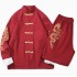 Men's Chinese Style Dragon Embroidery Tang Suit Set – Cotton Linen Zhongshan Performance Outfit