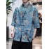 Men's Chinese-style Ice Silk Tang Shirt Summer Thin Short Sleeve Top Improved Hanfu Loose Plus Size