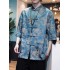 Men's Chinese-style Ice Silk Tang Shirt Summer Thin Short Sleeve Top Improved Hanfu Loose Plus Size