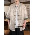 Summer Ice Silk Men's Tang Suit Plus Size Floral Hanfu Shirt