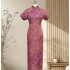 High-end Silk Xiangyunsha Handcrafted Full-Open Qipao