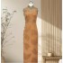 Silk Xiangyun Satin Sleeveless Retro Qipao with Full Front Opening