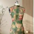 High-End Silk Xiangyun Fabric Handmade Sleeveless Retro Qipao