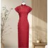 High-End Mulberry Silk Handmade One-Piece Qipao with Full Front Opening