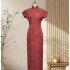 High-End Handmade Full-Opening One-Piece Qipao in Genuine Silk Xiangyunsha