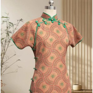 Silk Xiangyunsha Handcrafted Qipao – Full-Open Front, Chinese Style for Daily Wear
