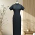 High-end Black Mulberry Silk Handmade Full-Open Qipao – Elegant & Fashionable