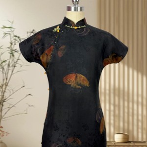 High-End Handmade Mulberry Silk Xiangyun Fabric Qipao