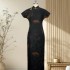 High-End Handmade Mulberry Silk Xiangyun Fabric Qipao