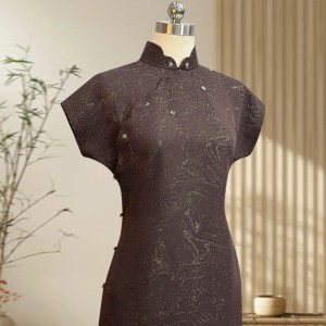 High-End Handmade Mulberry Silk Qipao with Full Front Opening