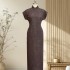 High-End Handmade Mulberry Silk Qipao with Full Front Opening
