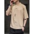 Men’s Linen V-Neck T-Shirt Summer Loose Fit Cotton-Linen Top