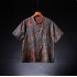 Men’s Silk Chinese Tang Shirt – Short Sleeve, Stand Collar, Printed, Plus Size