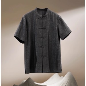 New Chinese Style Men’s Summer Tang Suit Vintage Short Sleeve Shirt