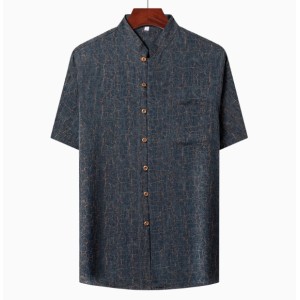 Men’s Xiangyun Silk Shirt – Summer Short Sleeve Mulberry Silk Chinese Style Top