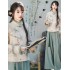 Winter Fleece-Lined Retro Hanfu Set for Women – Tang-Style Top and Wide-Leg Pants