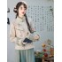 Winter Fleece-Lined Retro Hanfu Set for Women – Tang-Style Top and Wide-Leg Pants