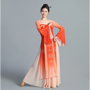Han-Tang Style Classical Dance High-Waist Chiffon Performance Dress