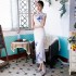 Silk Blue and White Cheongsam Fashion Temperament Chinese Style Dress Slim Slimming Daily Cheongsam