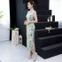Long Silk Cheongsam Fashion Temperament Chinese Style Dress Slim Daily Cheongsam
