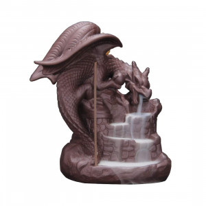 Backflow ceramic incense burner with dragon castle design for home decoration and gift