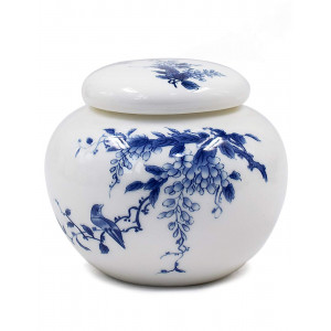 Wisteria Flowers Blue and White Porcelain Loose Tea Tin/Tea Storage/Tea Caddy/Tea Canister