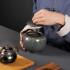Ceramic Food Storage Jar, Kitchen Jar for Tea, Coffee Beans, Spices - Blue, 124x124x118mm