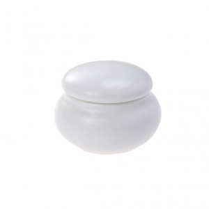 Mini Ceramic Blush Cream Container for Cosmetics, Makeup, Body Wash, and Shampoo - 4.6X2.7X3.5CM (White)