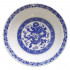 8-Inch Blue and White Porcelain Dragon Asian Noodle Salad Bowl Dinner Plate, Set of 2