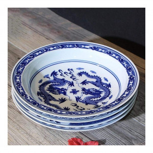 7 Inch Chinese Vintage Blue And White Porcelain Dinner Plates Jingdezhen Ceramic Food Plate Round Steak Dish Fruit Cake Holder Ceramic small dish 