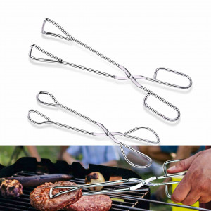 2 Pieces Food Tongs, Duty Stainless Steel Scissor Kitchen Food Tongs for BBQ, Baking Bread Clamp, Cooking (9 Inch & 12 Inch)