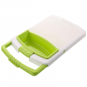 Over the Sink Cutting Boards for Kitchen,3 in 1 Plastic Chopping Board with Build-in Container and Drain Tray,Removable and Adjustable Design,Easier for Washing,Storing,Drying and Cutting(Green)