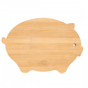 Pig Cutting Board - Animal Pig-Shaped Bamboo Reversible Cutting Board, Bamboo Cutting Board for Kitchen, Bamboo Butcher Block and Bamboo Carving Board with Hole(11x7.5x0.39inch)